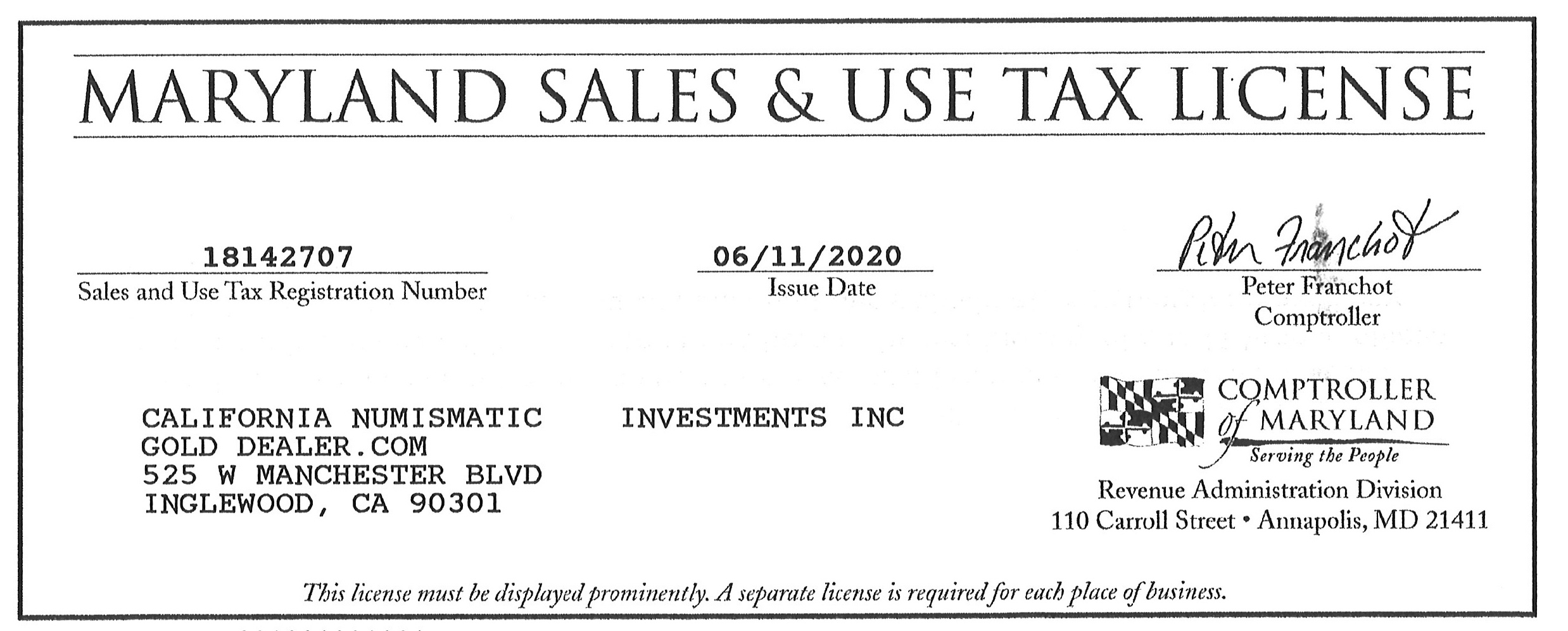 Maryland State Tax GoldDealer